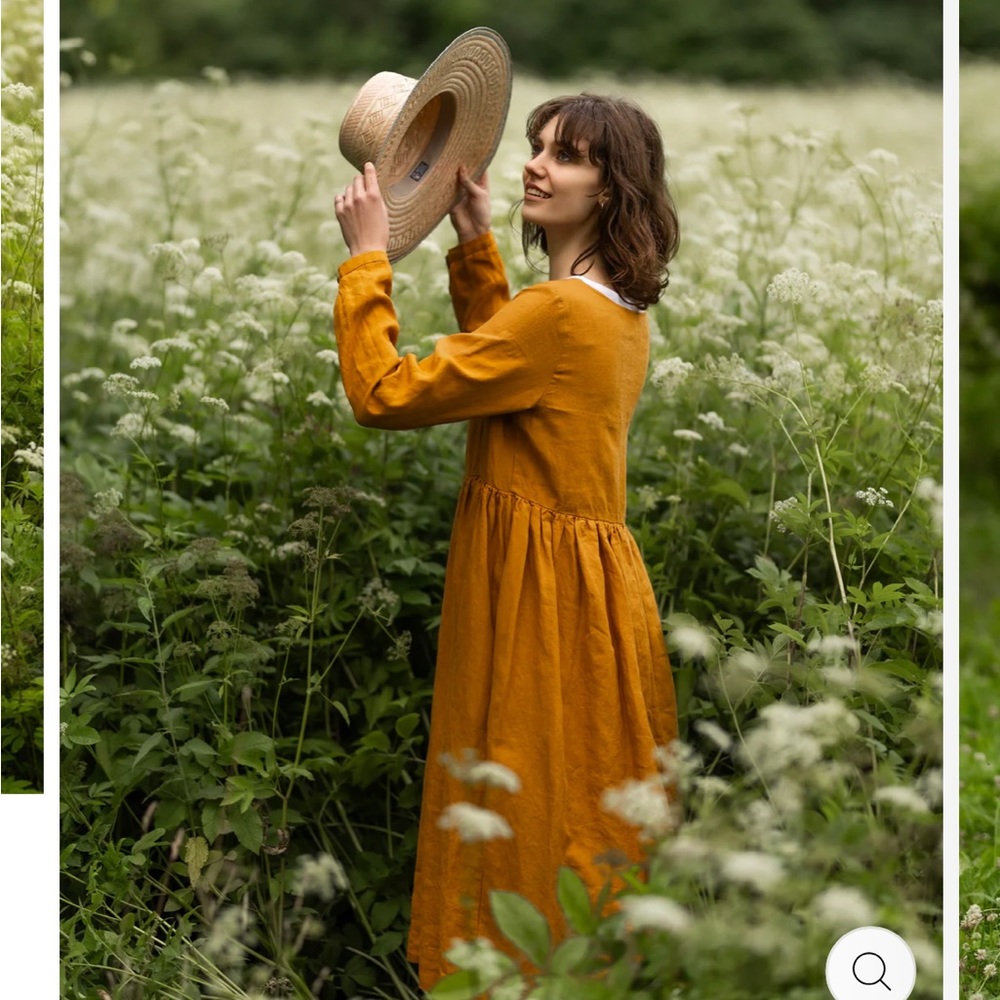 Son de Flor linen smock dress in marigold